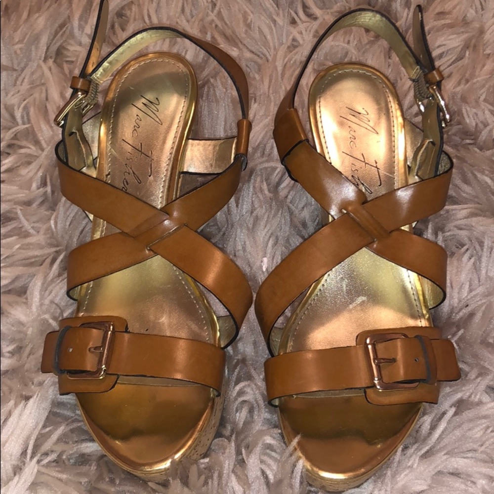 MARC FISHER brown wedges